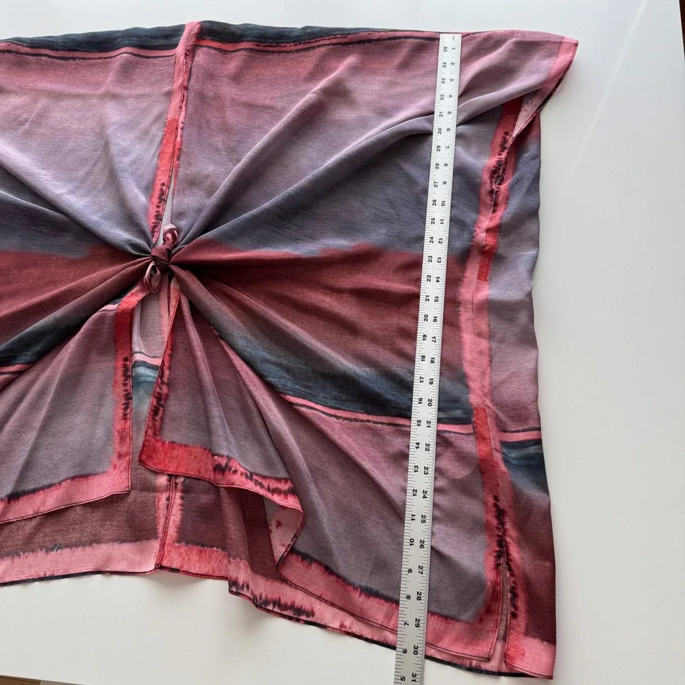 Cocoon House NWT 100% Silk Red Blue Purple Handpainted Shawl Wrap Ruana One Size